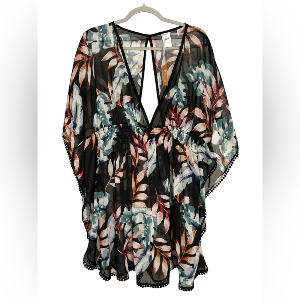 Kona Sol Floral Sheer Cover-Up
